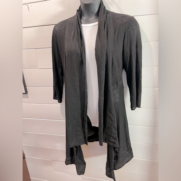 ❣️🖤 CUT LOOSE – Black Linen-Blend Cardigan Size L - Picture 12 of 12